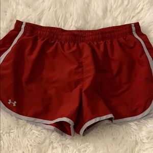 red under armour running shorts